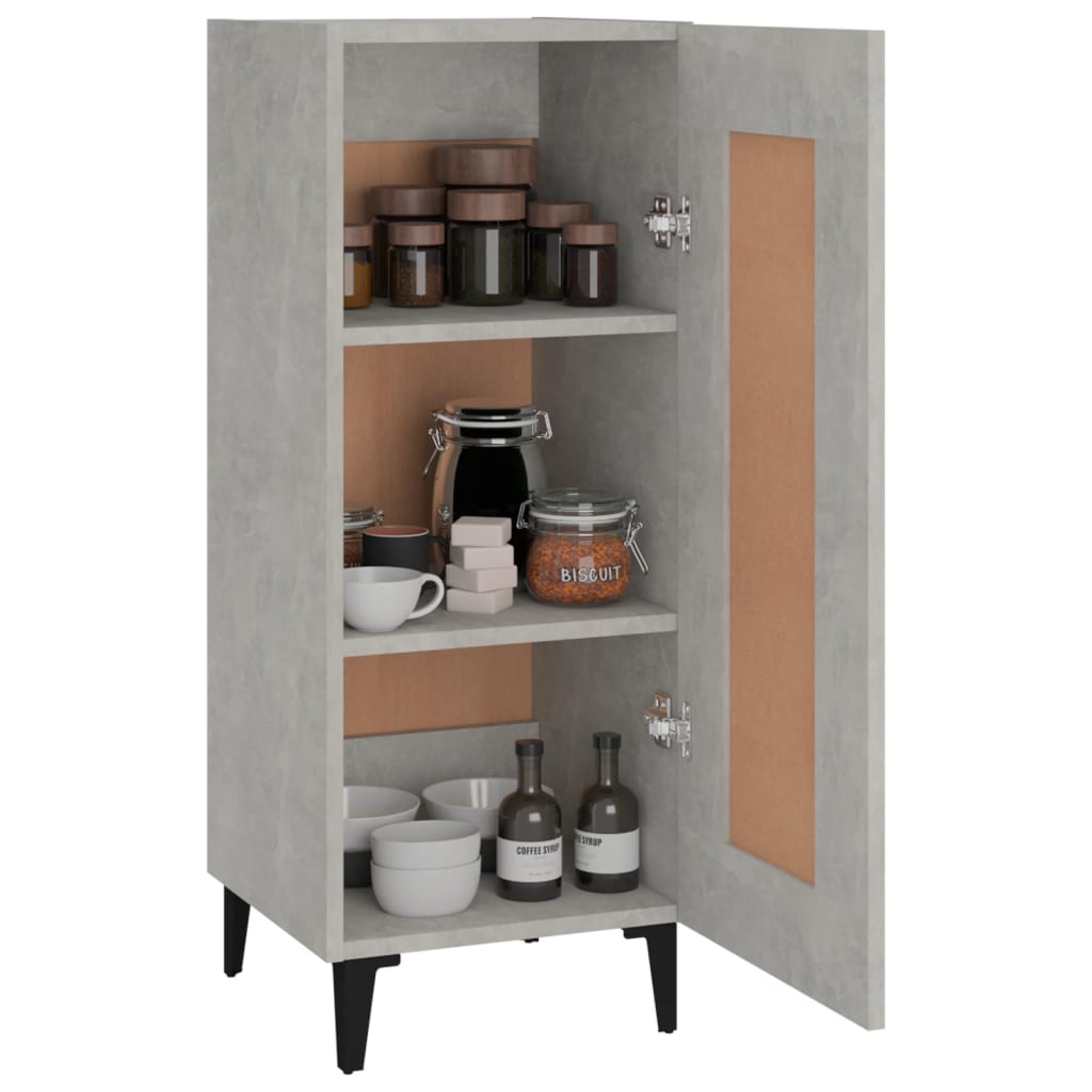 vidaXL Buffet gris béton 34,5x34x90 cm Bois d'ingénierie