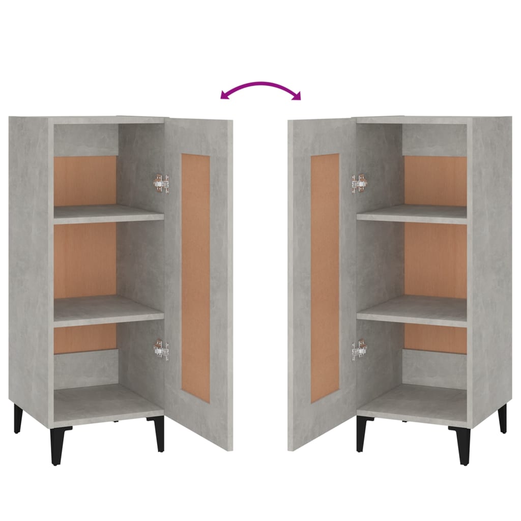 vidaXL Buffet gris béton 34,5x34x90 cm Bois d'ingénierie