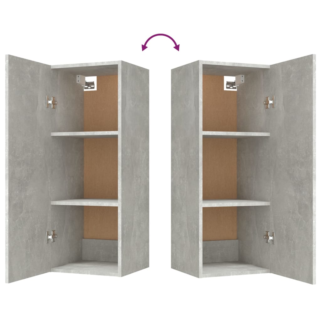 vidaXL Wandschrank Betongrau 34,5x34x90 cm Holzwerkstoff