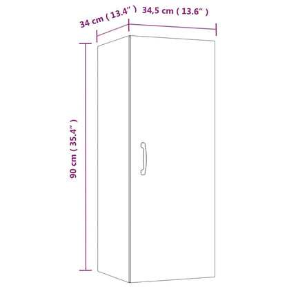 vidaXL Wandschrank Betongrau 34,5x34x90 cm Holzwerkstoff