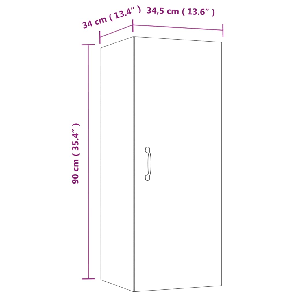 vidaXL Armoire murale blanche 34,5x34x90 cm Bois d'ingénierie