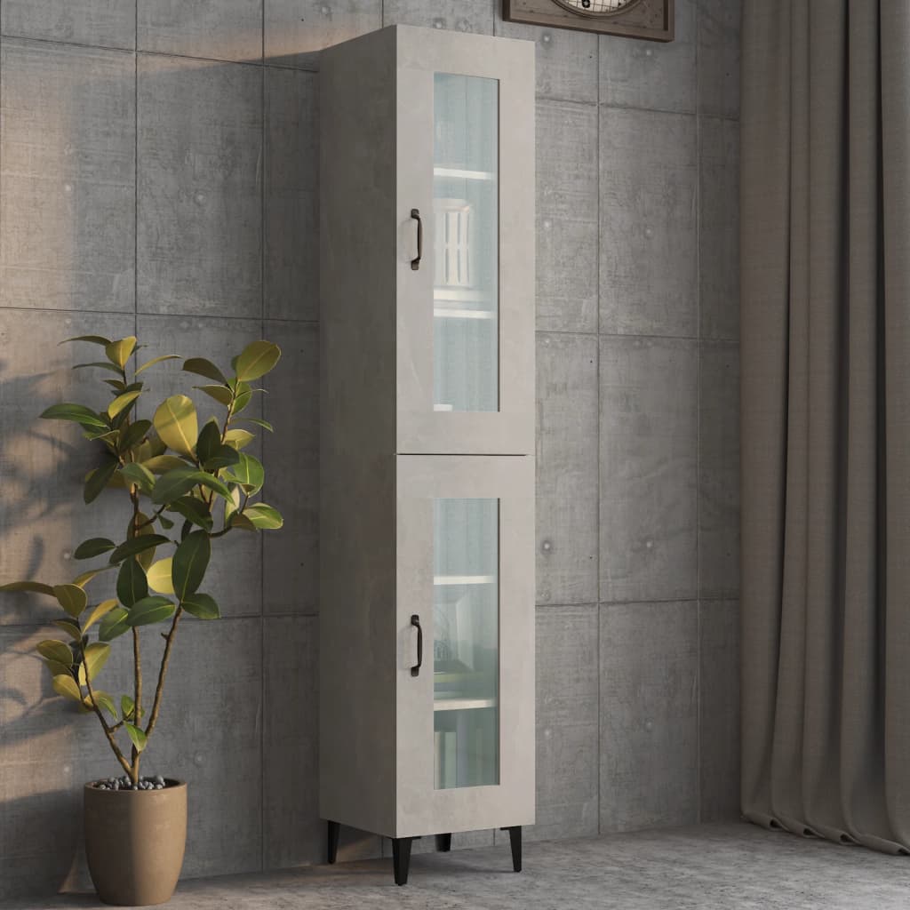 vidaXL Meuble haut gris béton 34,5x34x90 cm