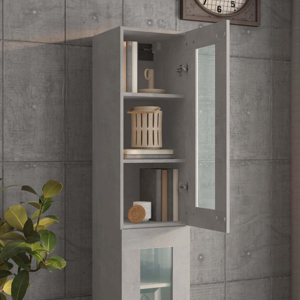 vidaXL Meuble haut gris béton 34,5x34x90 cm