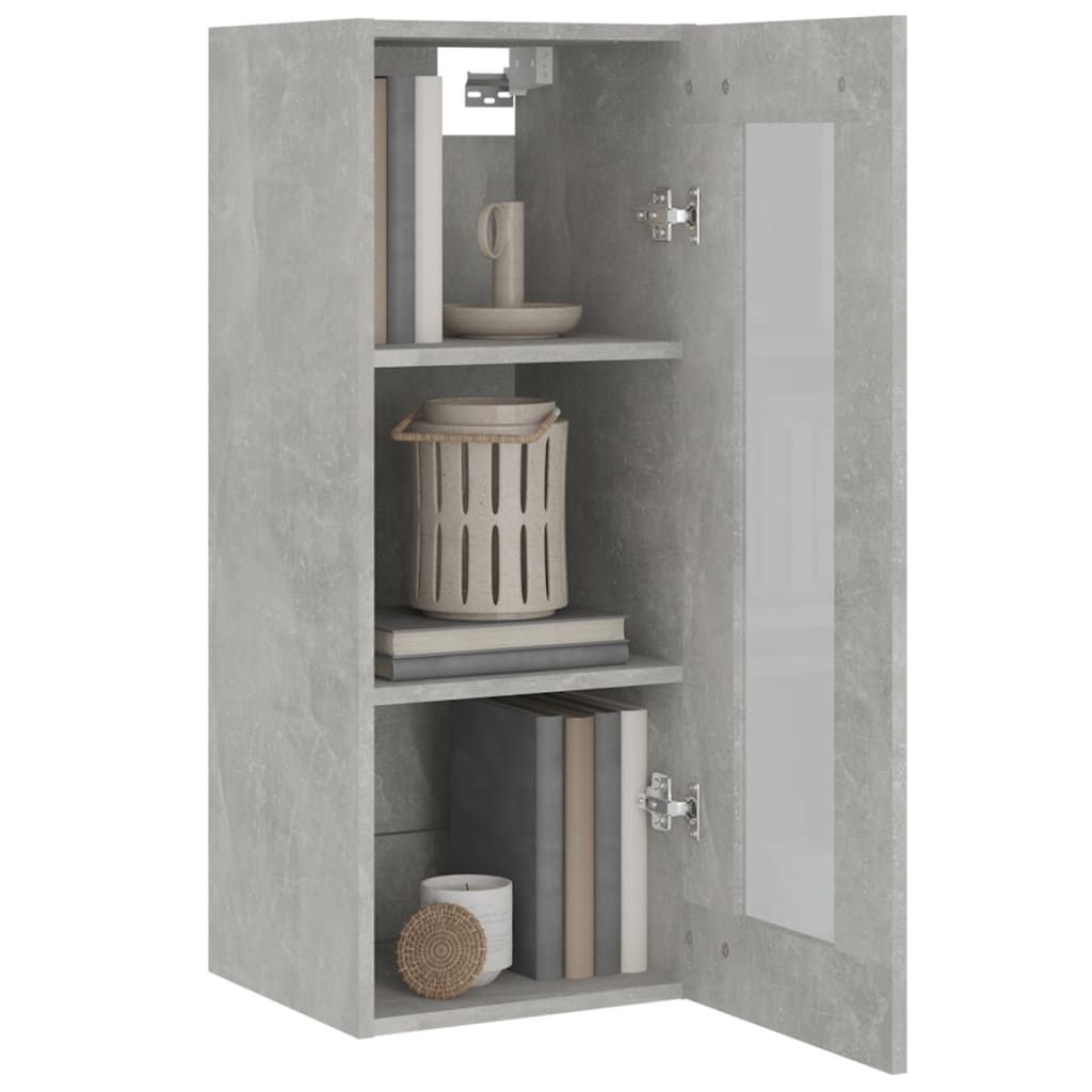 vidaXL Meuble haut gris béton 34,5x34x90 cm