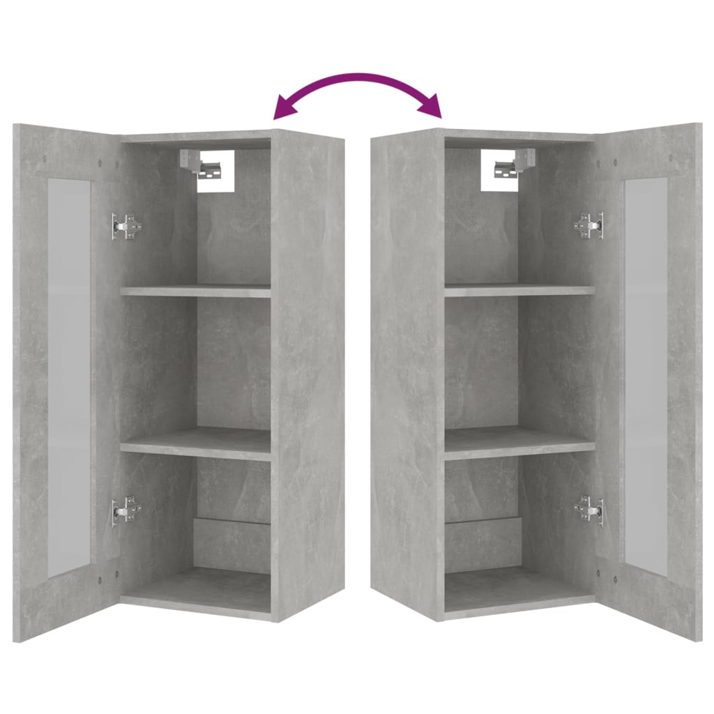 vidaXL Meuble haut gris béton 34,5x34x90 cm