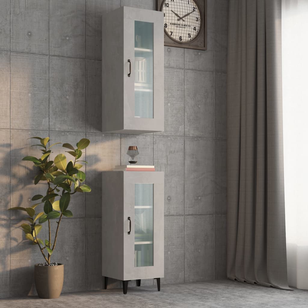 vidaXL Meuble haut gris béton 34,5x34x90 cm