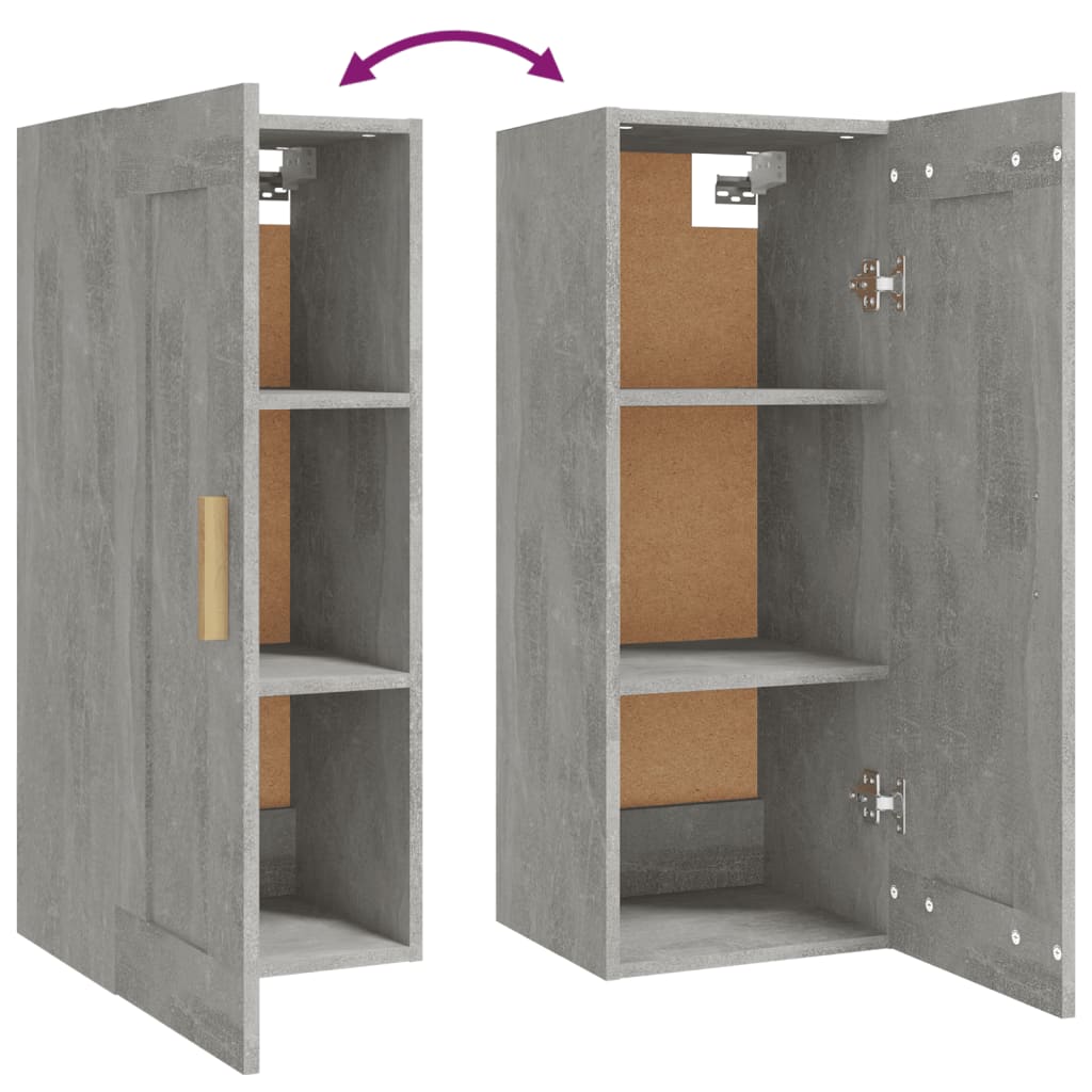 vidaXL Wandschrank Betongrau 35x34x90 cm Holzwerkstoff