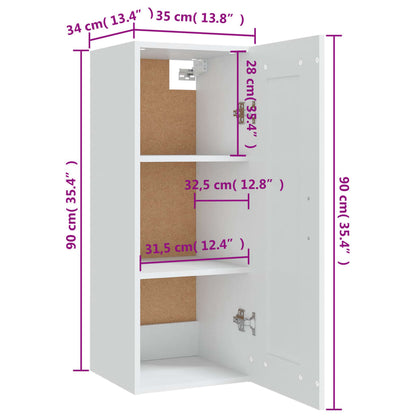 vidaXL Armoire murale blanc 35x34x90 cm Aggloméré