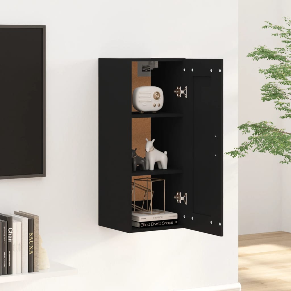 vidaXL Armoire murale noire 35x34x90 cm en bois d'ingénierie