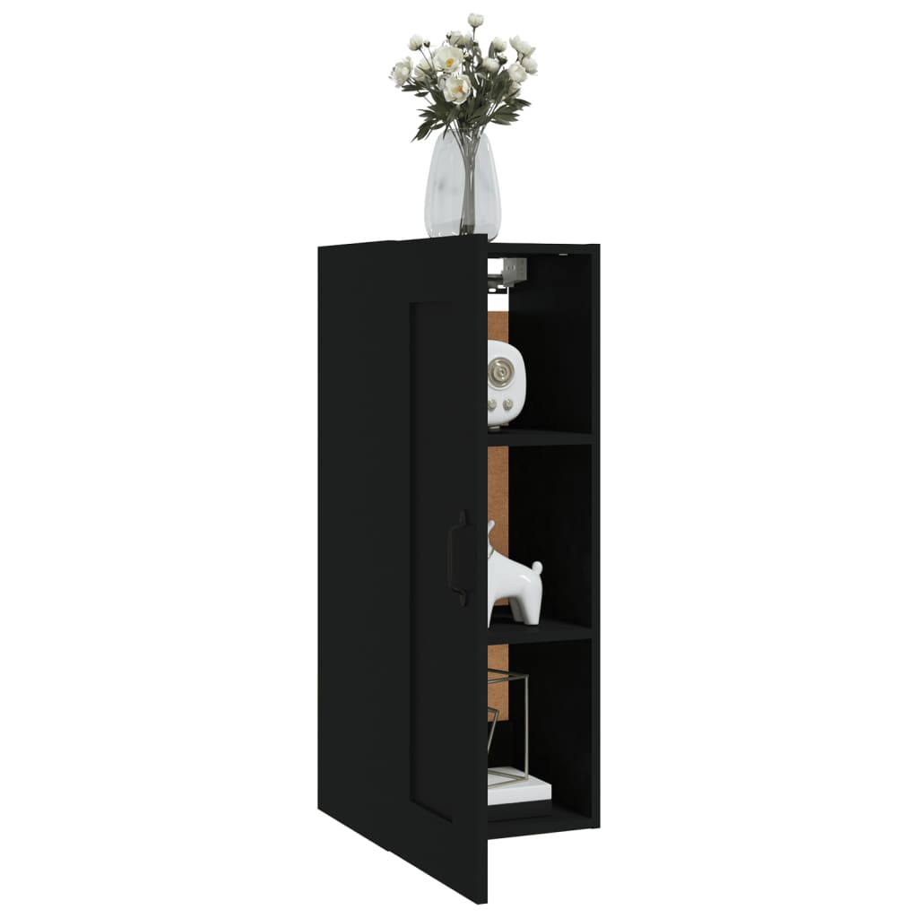 vidaXL Armoire murale noire 35x34x90 cm en bois d'ingénierie