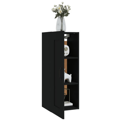vidaXL Armoire murale noire 35x34x90 cm en bois d'ingénierie
