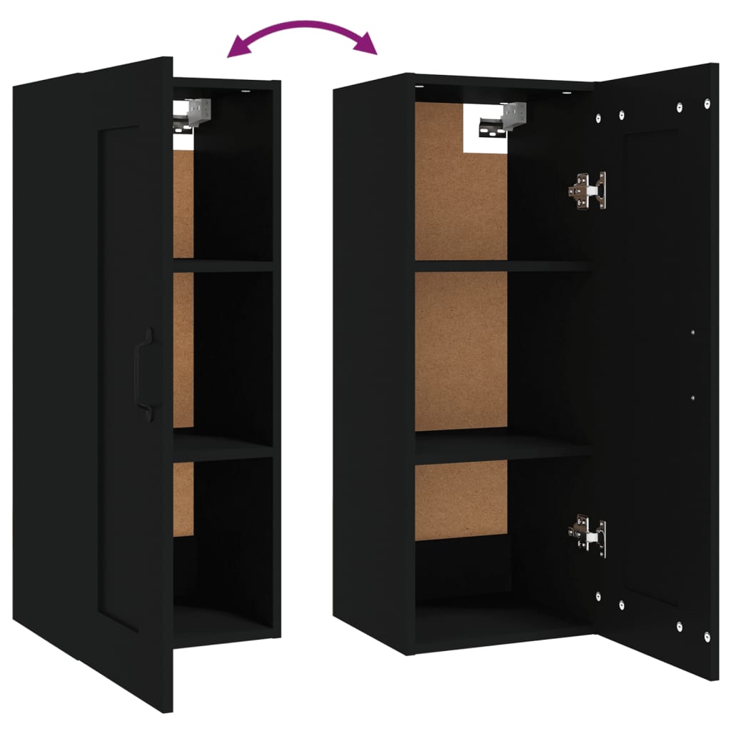 vidaXL Armoire murale noire 35x34x90 cm en bois d'ingénierie