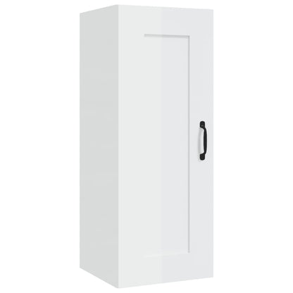 vidaXL Armoire murale blanc brillant 35x34x90 cm Aggloméré