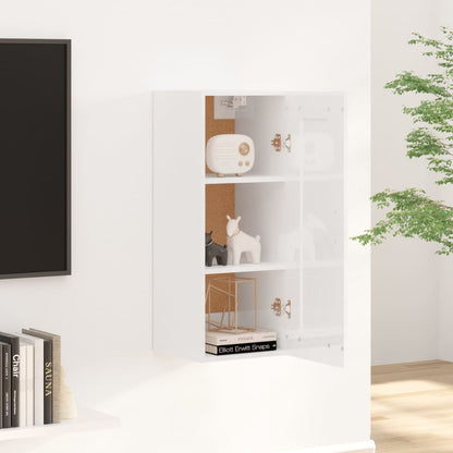 vidaXL Armoire murale blanc brillant 35x34x90 cm Aggloméré