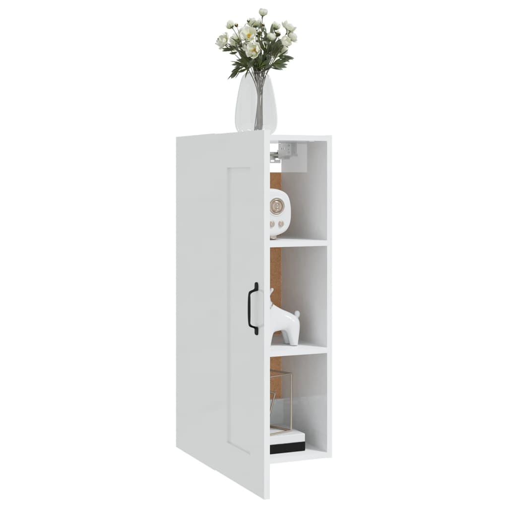 vidaXL Armoire murale blanc brillant 35x34x90 cm Aggloméré
