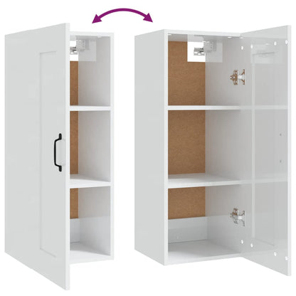 vidaXL Armoire murale blanc brillant 35x34x90 cm Aggloméré