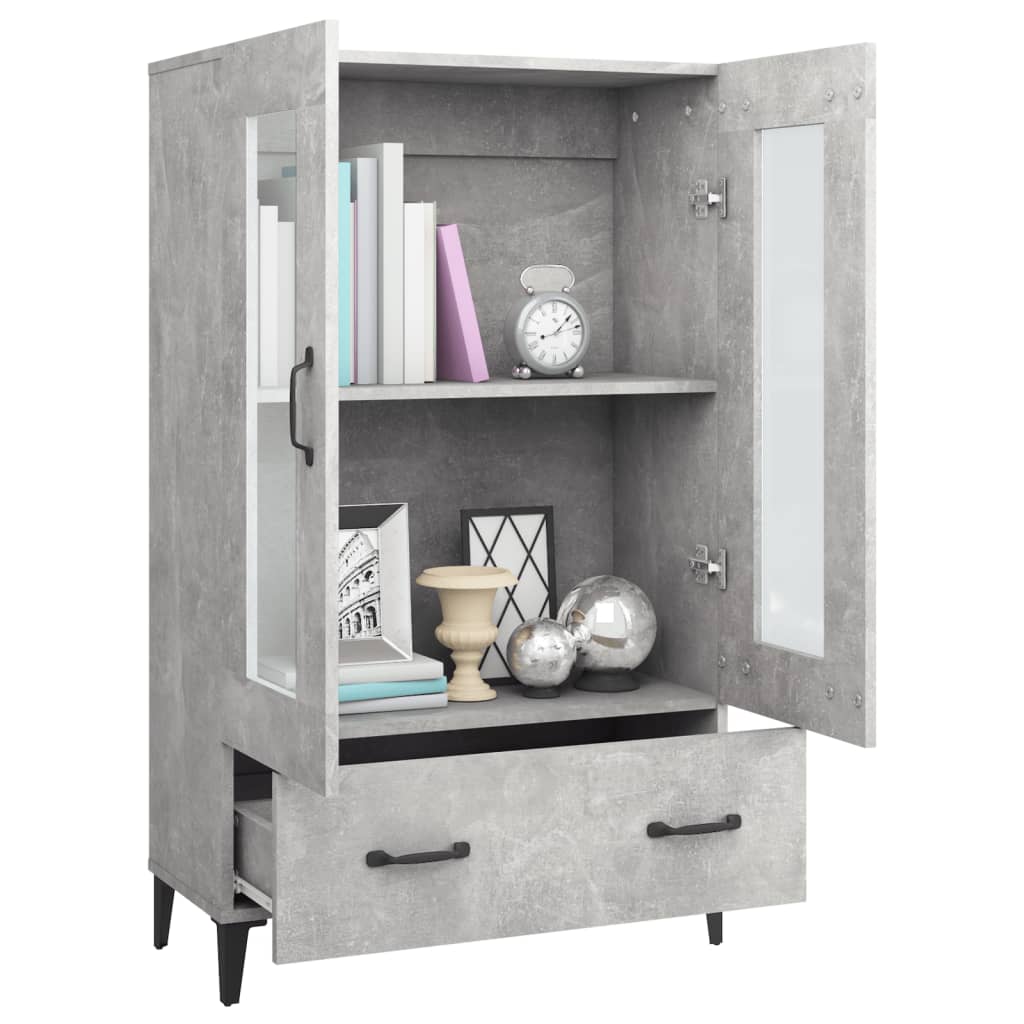vidaXL Highboard gris béton 70x31x115 cm bois d'ingénierie