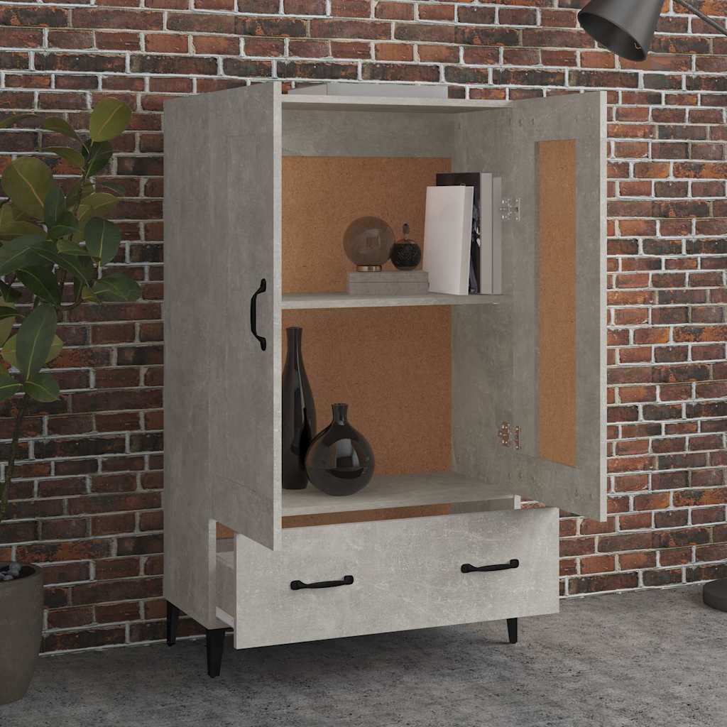 vidaXL Highboard gris béton 70x31x115 cm bois d'ingénierie