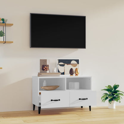 vidaXL Meuble TV blanc 80x36x50 cm en bois d'ingénierie
