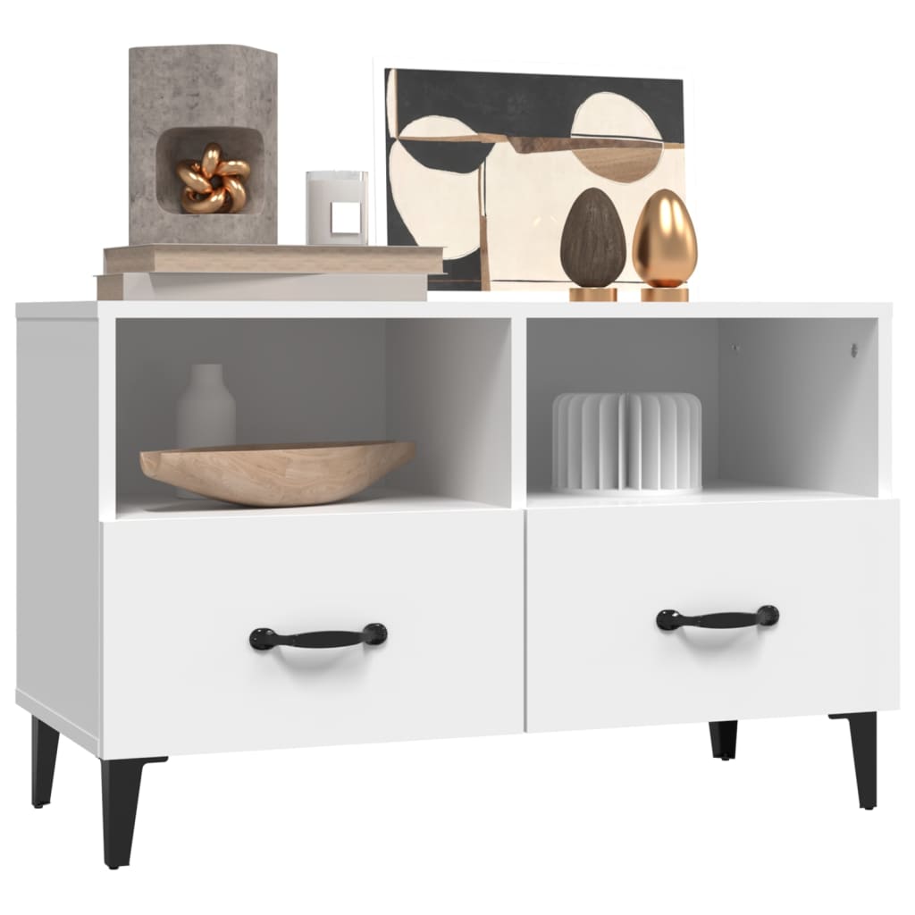 vidaXL Meuble TV blanc 80x36x50 cm en bois d'ingénierie
