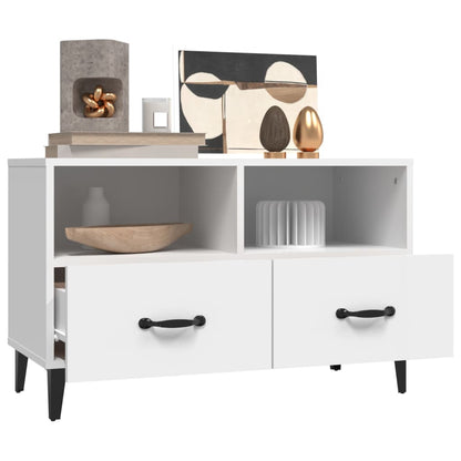 vidaXL Meuble TV blanc 80x36x50 cm en bois d'ingénierie