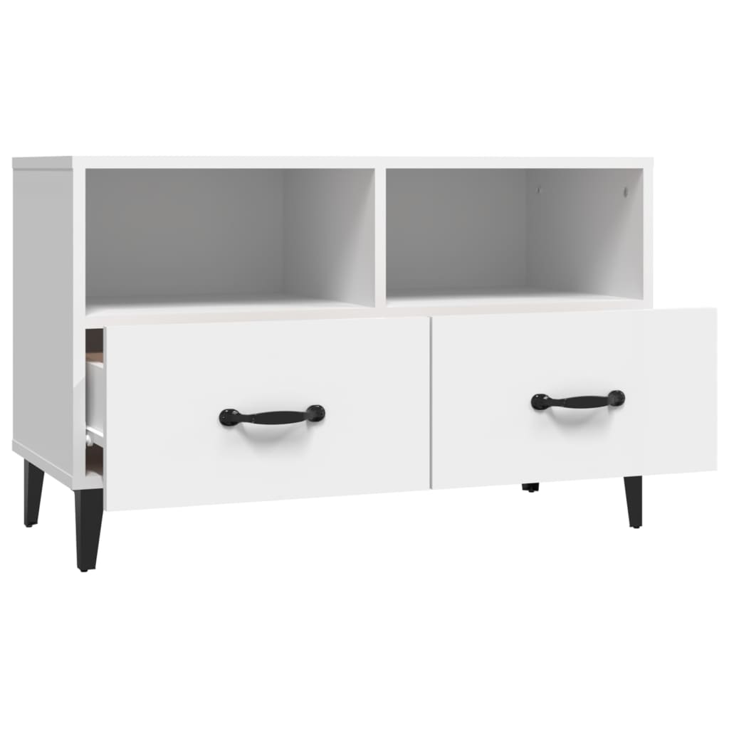 vidaXL Meuble TV blanc 80x36x50 cm en bois d'ingénierie