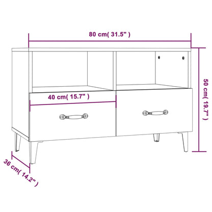 vidaXL Meuble TV blanc 80x36x50 cm en bois d'ingénierie