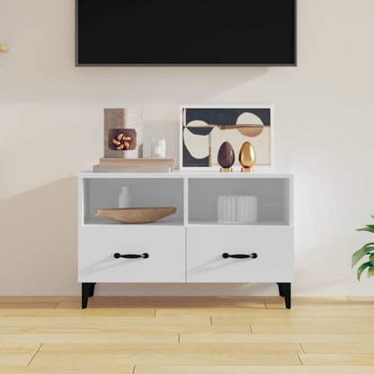 vidaXL Meuble TV blanc 80x36x50 cm en bois d'ingénierie