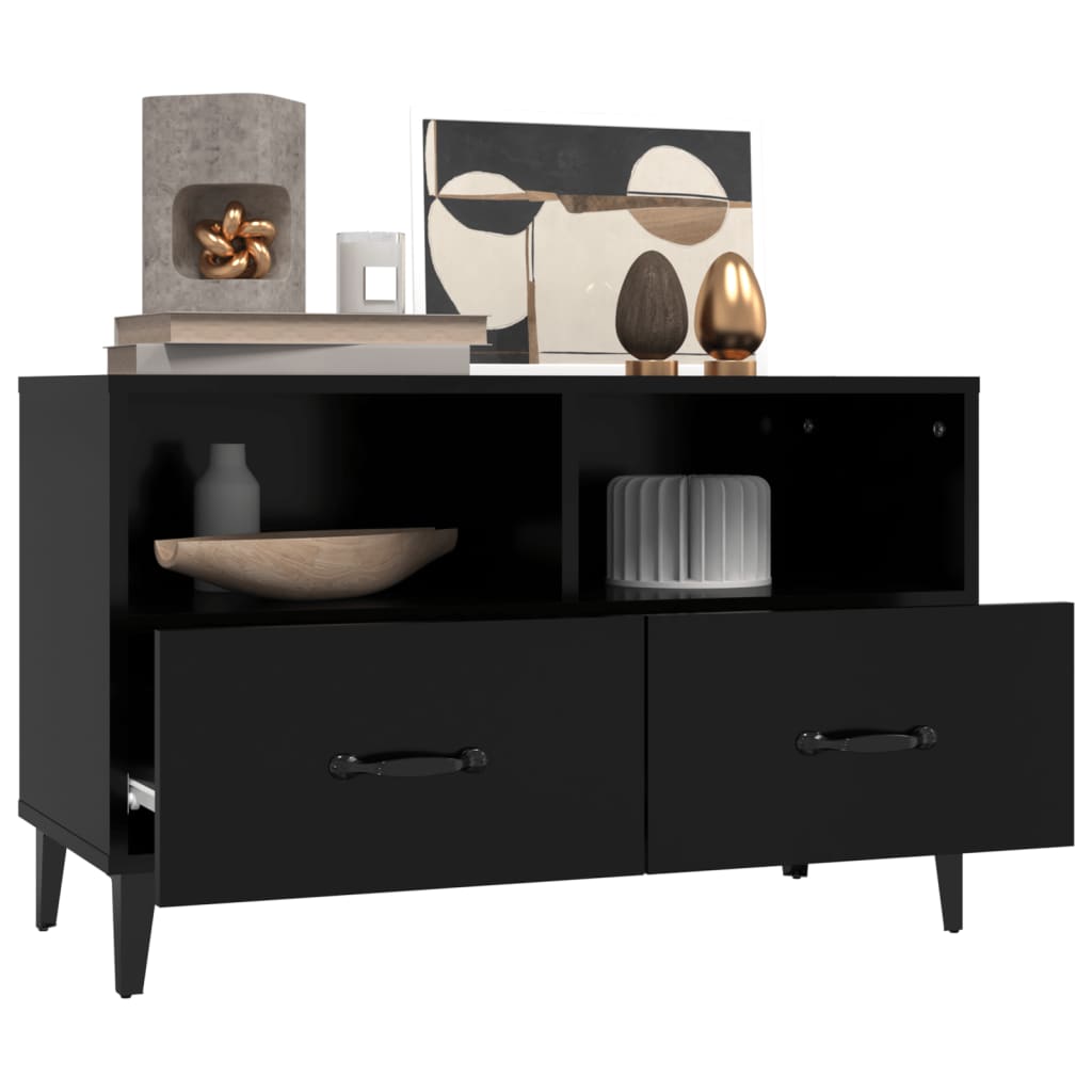 vidaXL Meuble TV Noir 80x36x50 cm Bois d'ingénierie