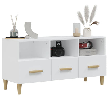 vidaXL Meuble TV blanc 102x36x50 cm en bois d'ingénierie