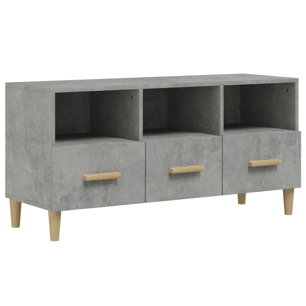 vidaXL Meuble TV gris béton 102x36x50 cm Aggloméré