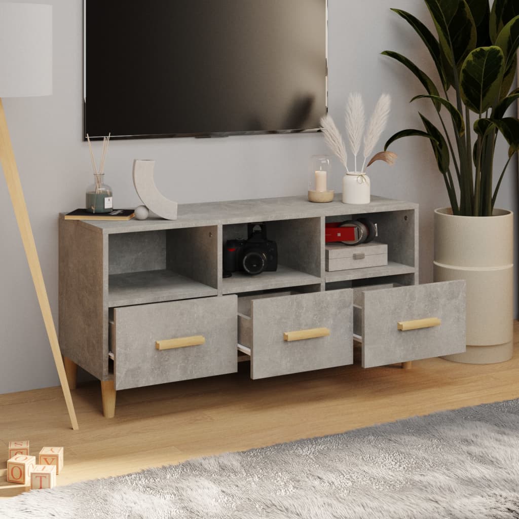 vidaXL Meuble TV gris béton 102x36x50 cm Aggloméré