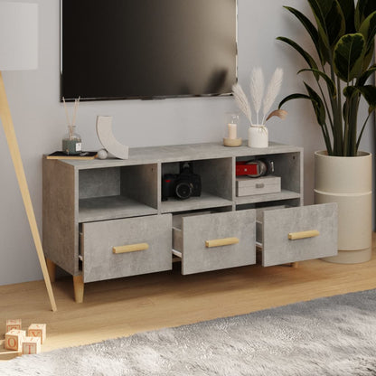 vidaXL Meuble TV gris béton 102x36x50 cm Aggloméré
