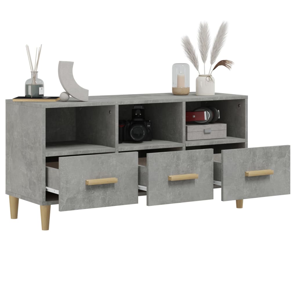 vidaXL Meuble TV gris béton 102x36x50 cm Aggloméré