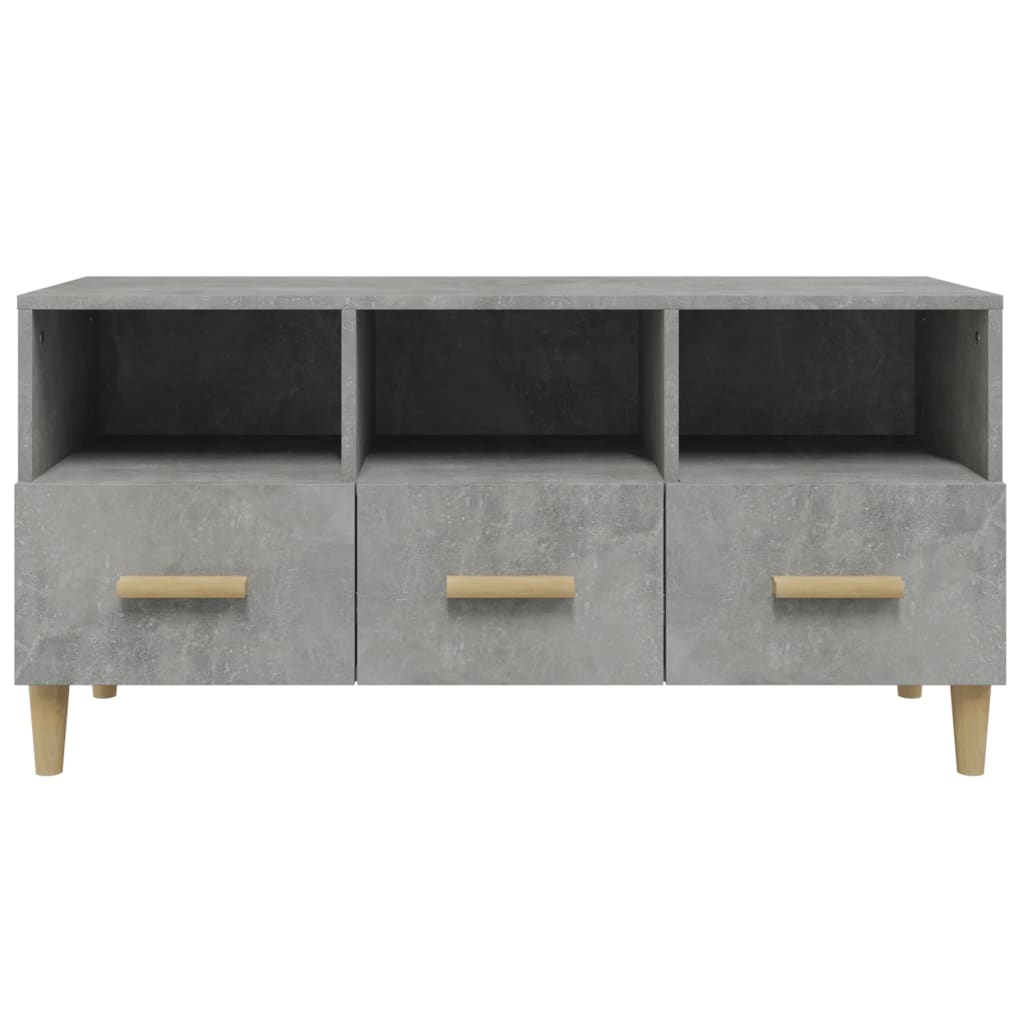 vidaXL Meuble TV gris béton 102x36x50 cm Aggloméré