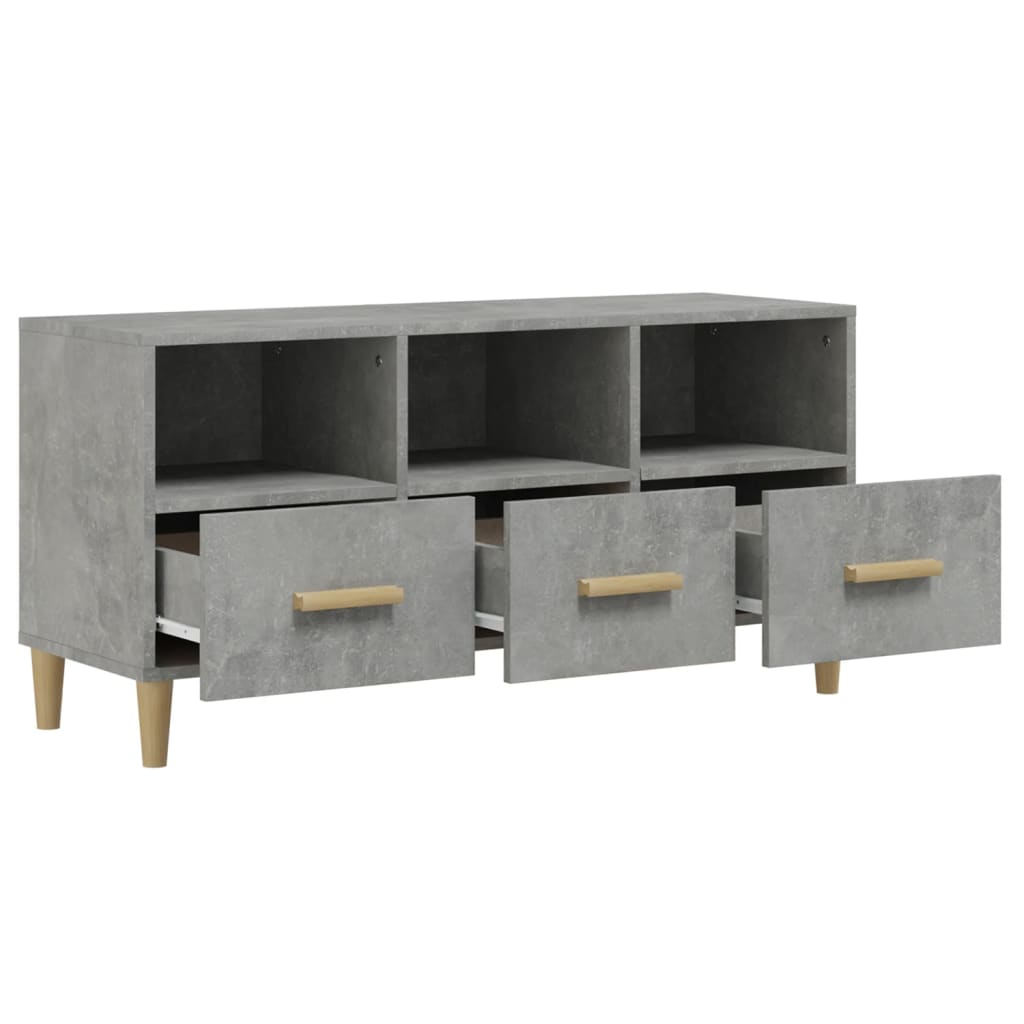 vidaXL Meuble TV gris béton 102x36x50 cm Aggloméré