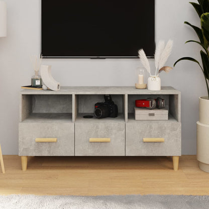 vidaXL Meuble TV gris béton 102x36x50 cm Aggloméré