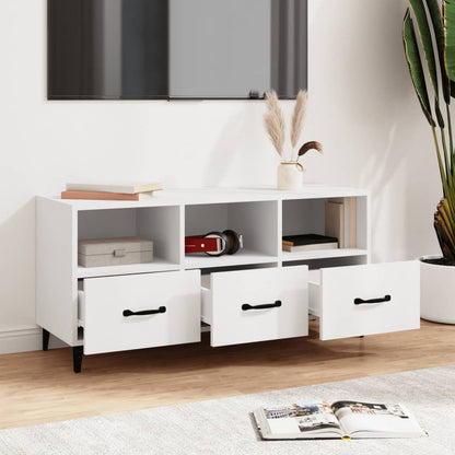 vidaXL Meuble TV blanc 102x35x50 cm en bois d'ingénierie
