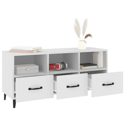 vidaXL Meuble TV blanc 102x35x50 cm en bois d'ingénierie