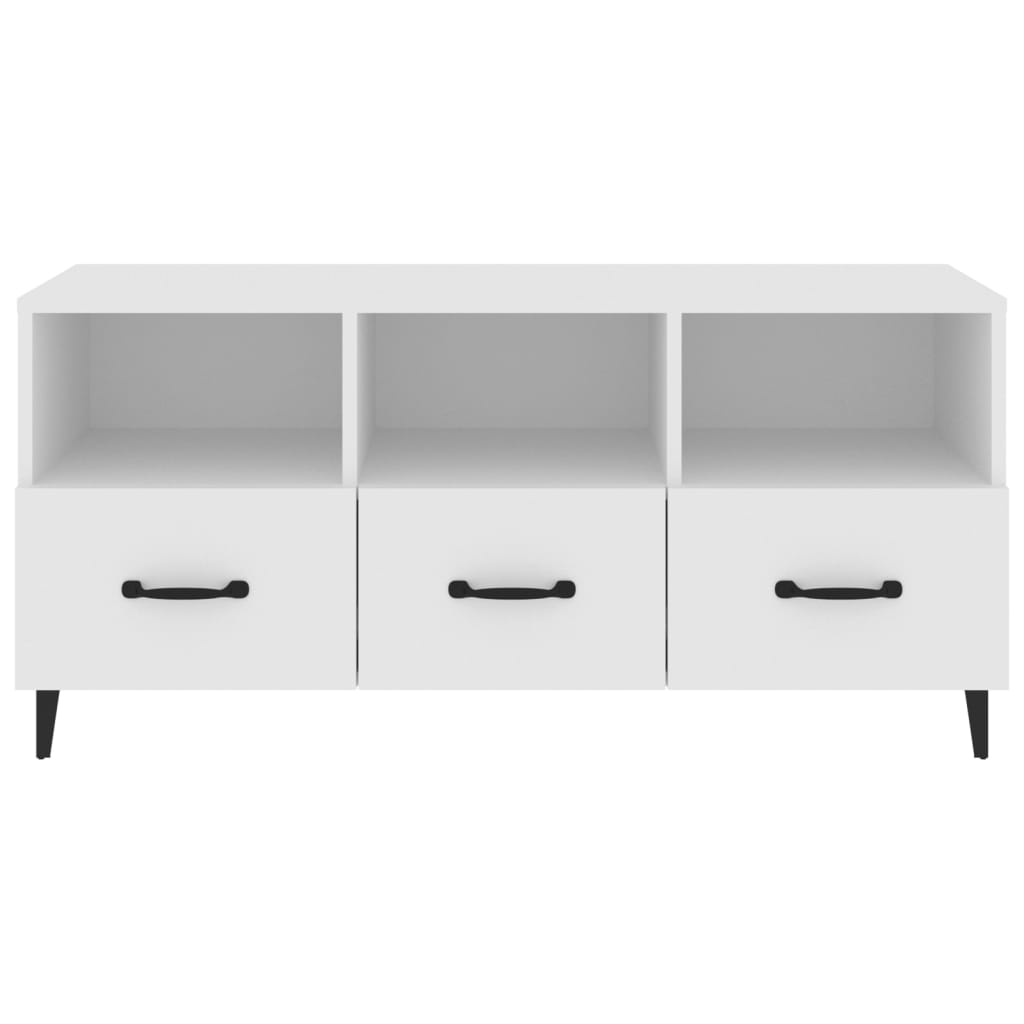 vidaXL Meuble TV blanc 102x35x50 cm en bois d'ingénierie
