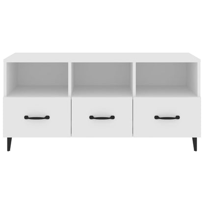 vidaXL Meuble TV blanc 102x35x50 cm en bois d'ingénierie