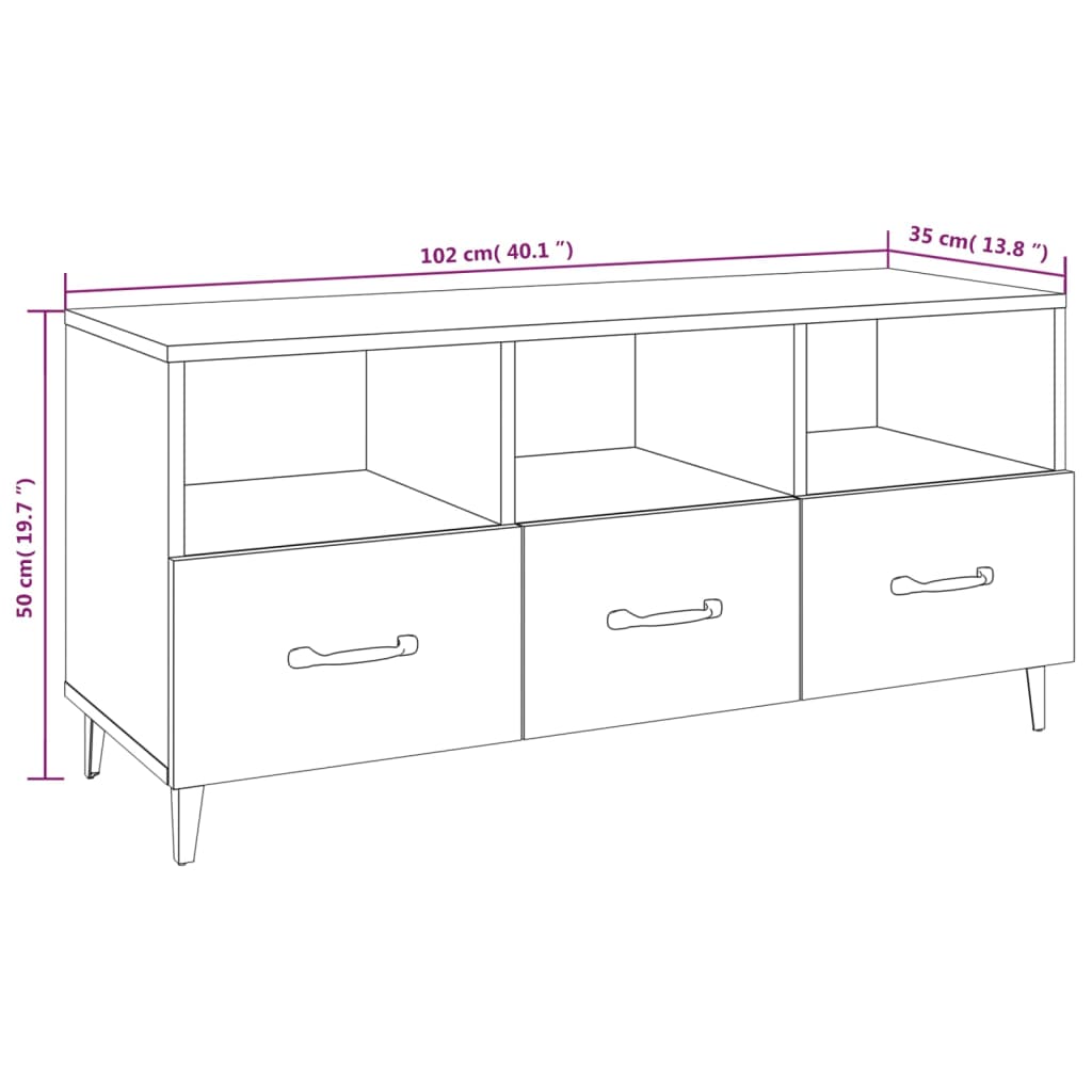 vidaXL Meuble TV blanc 102x35x50 cm en bois d'ingénierie