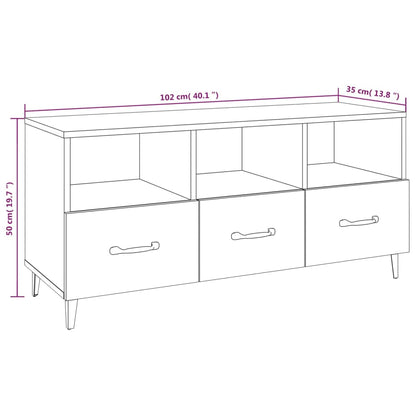 vidaXL Meuble TV blanc 102x35x50 cm en bois d'ingénierie