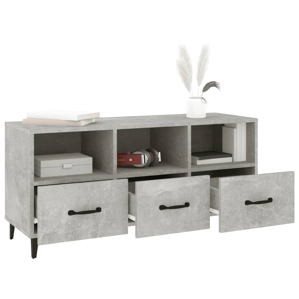 vidaXL Meuble TV gris béton 102x35x50 cm Aggloméré