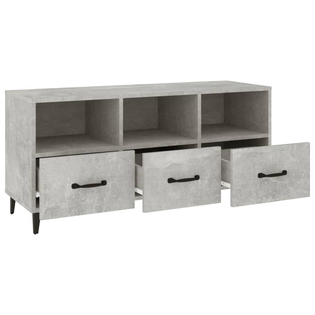 vidaXL Meuble TV gris béton 102x35x50 cm Aggloméré