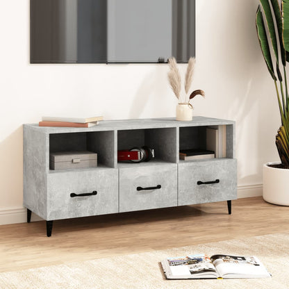 vidaXL Meuble TV gris béton 102x35x50 cm Aggloméré