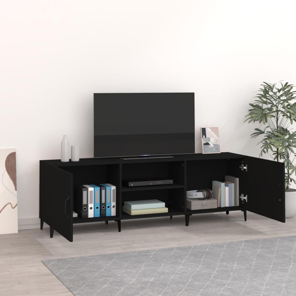 Meuble TV vidaXL noir 150x30x50 cm en bois d'ingénierie