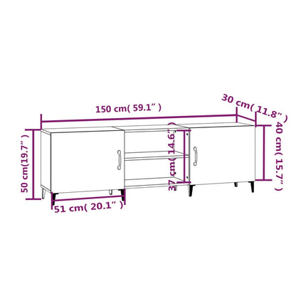 Meuble TV vidaXL noir 150x30x50 cm en bois d'ingénierie