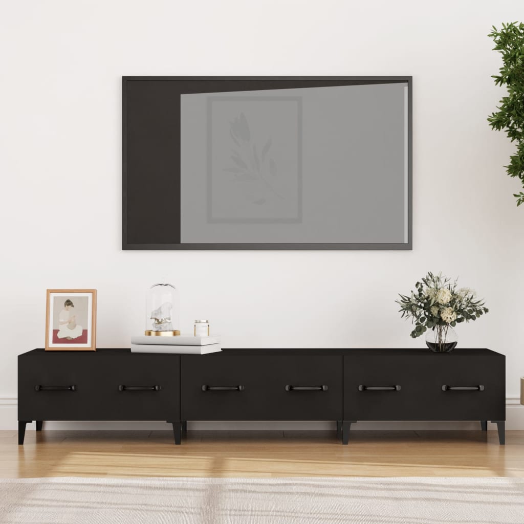 vidaXL Meuble TV Noir 150x34,5x30 cm Bois d'ingénierie