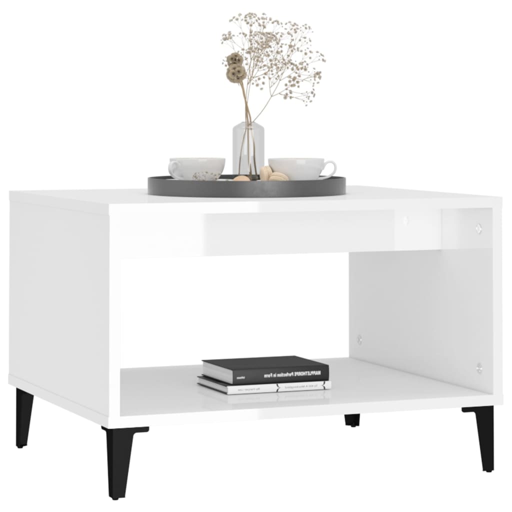 vidaXL Couchtisch Hochglanz-Weiß 60x50x40 cm Holzwerkstoff